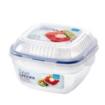 Lock & Lock Square Lunch Box Tray and Sauce Pot Clear