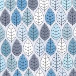 Blue Leaf Print Cotton Poplin Blue