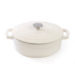 Cream Cast Iron Shallow Casserole Dish Cream