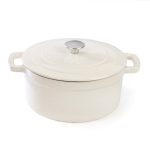 Cream Cast Iron Round Casserole Dish Cream (Natural)