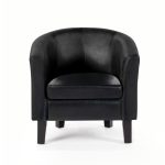 Faux Leather Tub Chair – Black Black