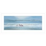 Busy Day at the Beach Framed Print Blue