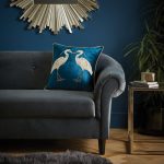 Teal Heron Cushion Teal (Blue)