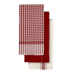 Red Check Pack of 3 Tea Towels Red