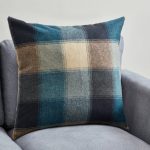 Large Blue Heritage Check Cushion Blue