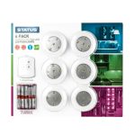 Pack of 6 Remote Controlled LED Push Lights White
