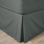 Easycare Plain Dye 100% Cotton 180 Thread Count Graphite Pleated Divan Graphite Grey