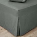 Easycare Plain Dye 100% Cotton 180 Thread Count Graphite Pleated Fitted Valance Graphite (Grey)