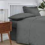 Easycare Plain Dye 100% Cotton 180 Thread Count Graphite Flat Sheet Graphite Grey