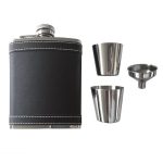 5A Fifth Avenue Faux Leather Hip Flask Set Black