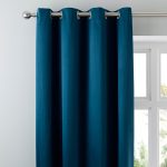 Matt Satin Petrol Blackout Eyelet Curtains Blue