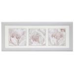 Triple Floral Framed Print Grey
