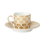 5A Fifth Avenue Bergen Gold Pack of 2 Espresso Cup and Saucer Gold