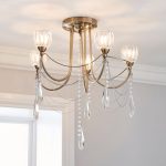 Mildura Jewelled 5 Light Ceiling Fitting Antique Brass