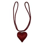 Red Beaded Heart Tieback Red