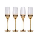 5A Fifth Avenue Gold Ombre Set of 4 Champagne Flutes Gold