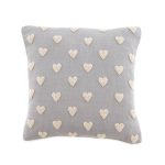 French Knot Hearts Cushion Natural