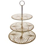 5A Fifth Avenue Bergen 3 Tier Gold Glass Cake Stand Gold