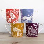 Woodland Pack of 4 Mugs Red/Blue/Gold/Purple