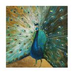 Deco Charm Peacock Embellished Canvas Blue