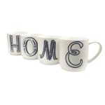 Set of 4 Home Mugs Black and White