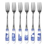 Spode Set of 6 Blue Italian Pastry Forks Blue