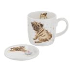 Wrendale Pug Love Mug & Coaster White