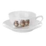 Wrendale Large Owls Cup and Saucer White