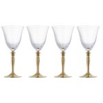 Pack of 4 Gold Stem Red Wine Glasses Gold