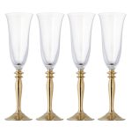 Pack of 4 Gold Stem Champagne Flutes Gold