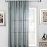 Grey Glisten Hidden Tab Single Voile Panel Grey