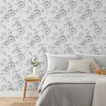 Pivoine Floral Wallpaper Grey