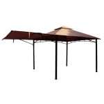 Square Gazebo with Awning Taupe (Brown)