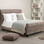 Orbit Mink Velvet Upholstered Bedstead Beige