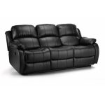 Anton Bonded Leather Reclining 3 Seater Sofa Black