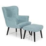 Oban Wingback Chair and Footstool Blue