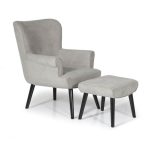 Oban Wingback Chair and Footstool Grey