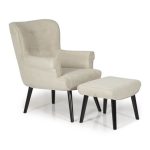 Oban Wingback Chair and Footstool Beige
