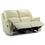 Anton Bonded Leather Reclining 2 Seater Sofa Cream
