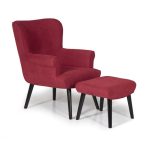 Oban Wingback Chair and Footstool Red