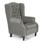 Perth Fabric Wingback Chair Grey