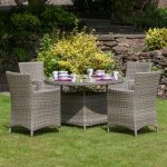 Royal Craft Wentworth Rattan 4 Seat Round Carver Dining Set Beige