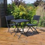 Kingfisher Rattan Effect Black 2 Seat Bistro Set Black