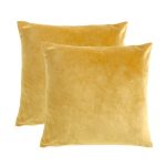 Pack of 2 Ochre Supersoft Velour Cushion Covers Ochre Yellow