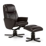 Bergen Swivel Recliner Chair with Footstool Brown