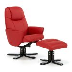 Bergen Swivel Recliner Chair with Footstool Red