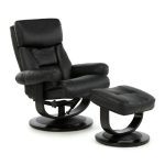 Risor Swivel Recliner Chair with Footstool Black