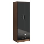 Lynx Walnut and Black Gents Wardrobe Black