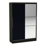 Lynx Walnut and Black Sliding Wardrobe Natural/Black