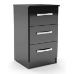 Lynx Black 3 Drawer Bedside Table Black